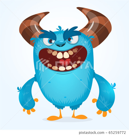 Cute furry blue monster. Vector bigfoot or troll 65259772