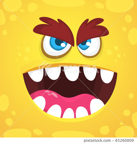 Funny cartoon monster face. Vector illustration Funny cartoon monster face. Vector illustration 65260809