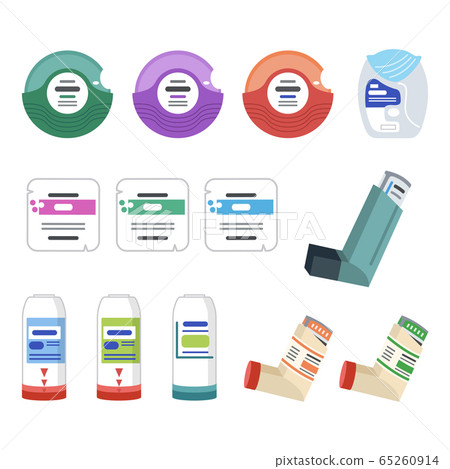 Illustration of asthma medicine Assortment (color) 65260914