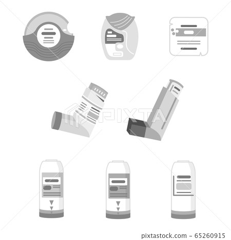 Illustration of asthma medicines (black and white) Illustration of asthma medicines (black and white) 65260915