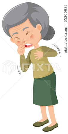 Sick old woamn caughing - Stock Illustration [65260955] - PIXTA