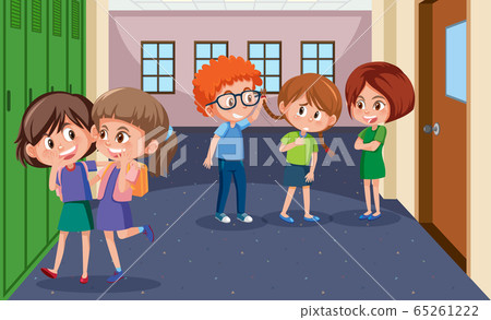 Scene with kid bullying their friend at school Scene with kid bullying their friend at school 65261222