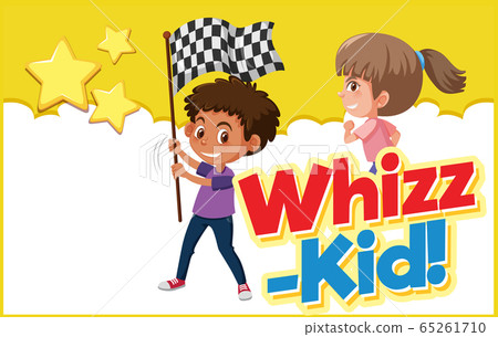 Poster design with two happy kids and word Poster design with two happy kids and word 65261710