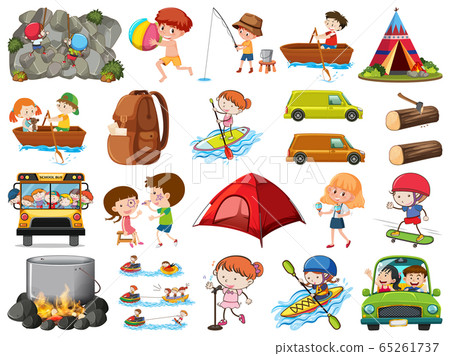 Set of people doing different activities on white 65261737