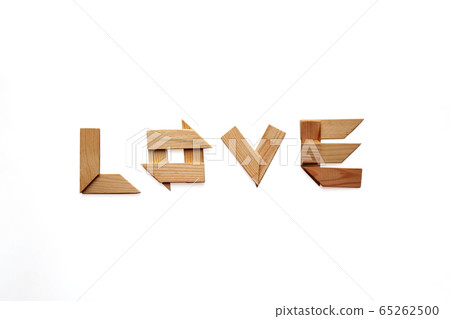 Wooden planks word Love composition isolated on white background 65262500