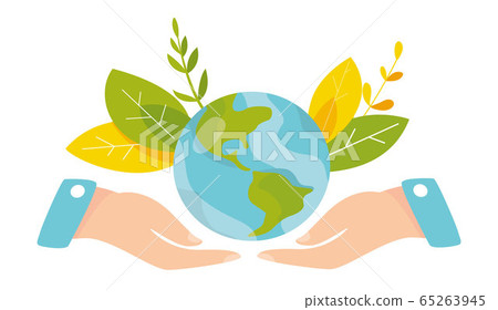 Ecology concept. People take care about planet... - Stock Illustration ...