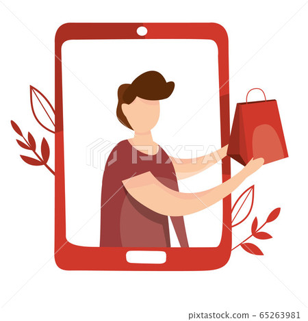 Vector illustration of delivery service concept. Fast and free delivery. Mobile app. Safety contactless delivery during quarantine. Courier delivered the order to the home or to the office. 65263981