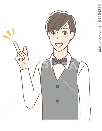 一個男人微笑著，指向 65264229