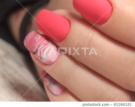 Trendy manicure design on a beautiful background. 65266181