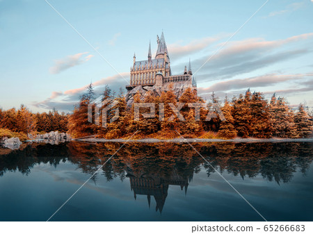 Hogwarts castle at Universal Studio Japan in autumn season 65266683