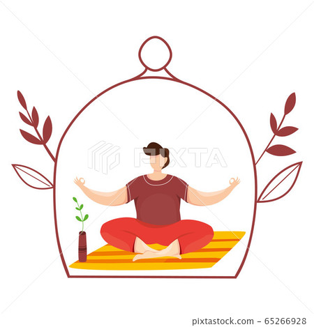 Modern vector illustration of quarantine. Self isolation. Epidemic and pandemic. Meditation and way to yourself. Yoga at home class. Working at home. Modern vector illustration of quarantine. Self isolation. Epidemic and pandemic. Meditation and way to yourself. Yoga at home class. Working at home. 65266928
