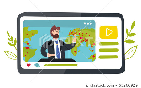 Vector illustration of breaking news. Epidemic Coronavirus COVID-19 spread in the world. politicians and doctors talks about news in the world. Live streaming. Broadcast. Global world's infections Vector illustration of breaking news. Epidemic Coronavirus COVID-19 spread in the world. politicians and doctors talks about news in the world. Live streaming. Broadcast. Global world's infections 65266929