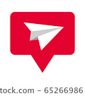 Vector illustration of paper plain icon. New e-mail symbol. Isolated in white background. 65266986
