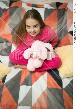 Girl little kid wear soft cute pajamas while 65267197