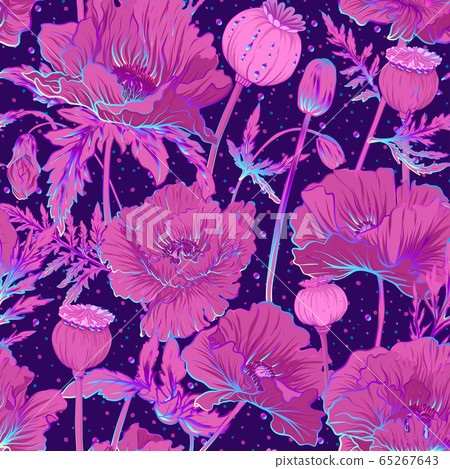 Seamless pattern, background with miraculous, hallucinogenic plants 65267643