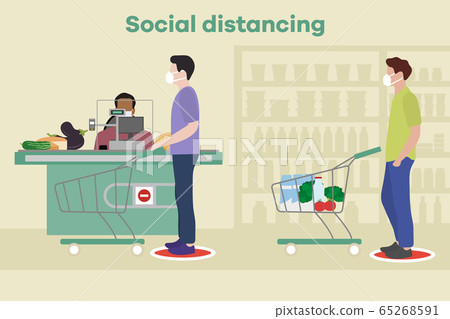 Social distancing People Supermarket Coronavirus Social distancing People Supermarket Coronavirus 65268591
