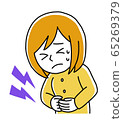 Girl feeling abdominal pain 65269379