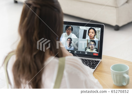 Female telework image_WEB conference 65270852