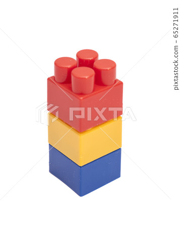 Plastic Toy Blocks On White Background Plastic Toy Blocks On White Background 65271911