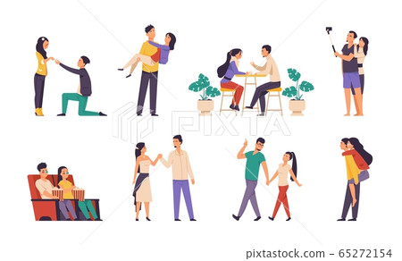 Romantic scenes. Cartoon characters in love,... - Stock Illustration  [65272154] - PIXTA