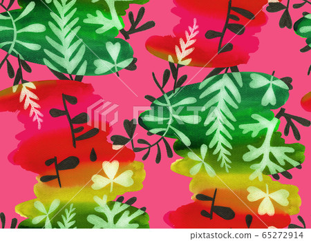Seamless watercolor pattern with floral elements - Stock Illustration ...