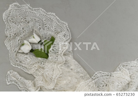 A bouquet of two snowdrops piled up of wool and 65273230