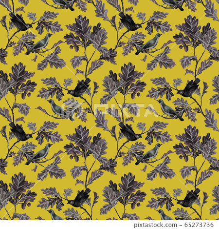 Botanical seamless pattern with birds Botanical seamless pattern with birds 65273736
