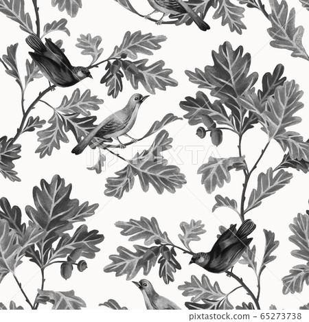 Botanical seamless pattern with birds Botanical seamless pattern with birds 65273738