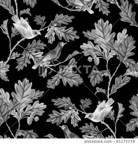 Botanical seamless pattern with birds 65273739