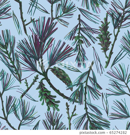 Seamless pattern with spruce branches 65274282
