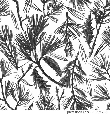 Seamless pattern with spruce branches 65274283
