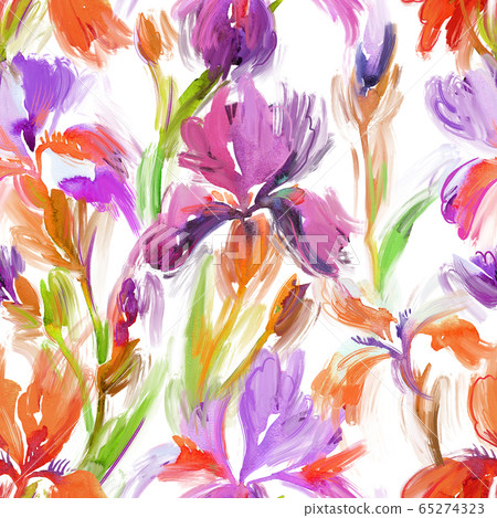Hand drawn watercolor floral seamless pattern.... - Stock Illustration ...