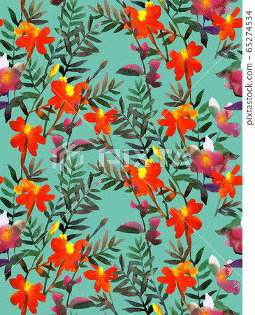 Watercolor floral seamless pattern - Stock Illustration [65274534] - PIXTA