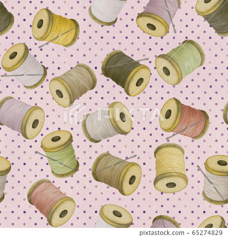 Colourful thread spools, seamless pattern - Stock Illustration ...