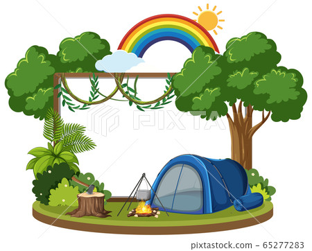 Board template with tent in the forest 65277283