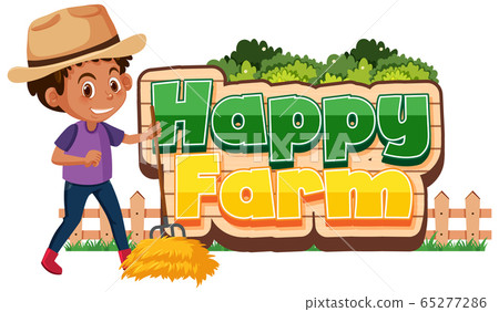 Font design for happy farm on white background 65277286