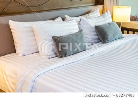 Pillow on bed decoration interior of bedroom interior Pillow on bed decoration interior of bedroom interior 65277495