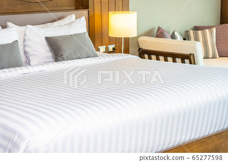 Pillow on bed decoration interior of bedroom interior Pillow on bed decoration interior of bedroom interior 65277598