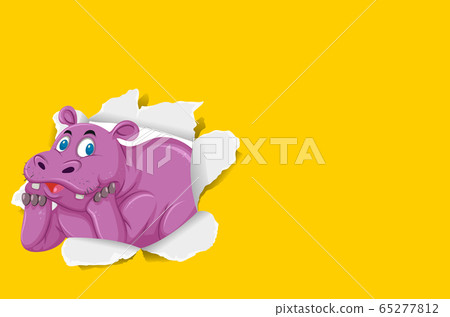 Background template design with wild hippo on 65277812