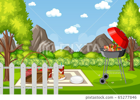 Background scene with BBQ in the park Background scene with BBQ in the park 65277846