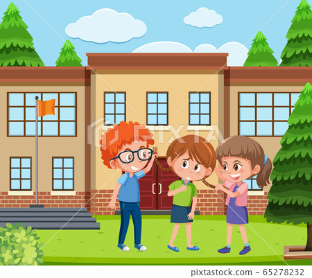 Scene with kid bullying their friend at school 65278232