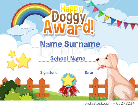 Certificate template design for happy doggy award Certificate template design for happy doggy award 65278234