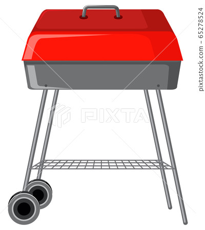 Red barbecue grill on white background Red barbecue grill on white background 65278524
