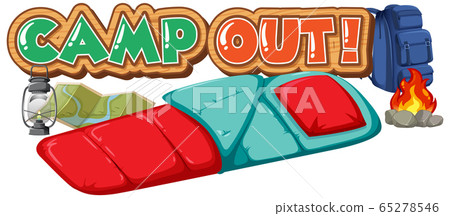 Font design for camp out with sleeping bag and 65278546