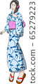 A woman wearing a lily pattern yukata 65279223