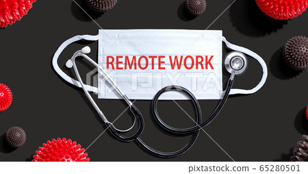 Remote Work theme with mask and stethoscope Remote Work theme with mask and stethoscope 65280501