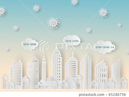 Stop covid-19 coronavirus with concept stay at... - Stock Illustration ...
