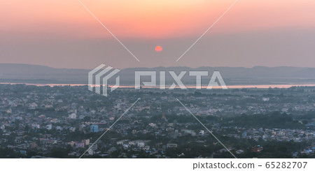 Sunset Cityscape Myanmar town View from Mandalay hill Sunset Cityscape Myanmar town View from Mandalay hill 65282707