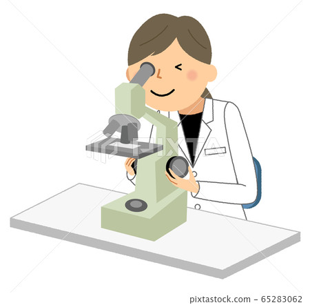 Female microscope of white coat Female microscope of white coat 65283062