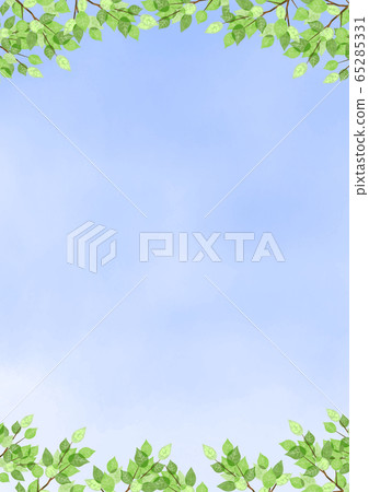 Hand-painted watercolor fresh green and blue sky portrait orientation Hand-painted watercolor fresh green and blue sky portrait orientation 65285331